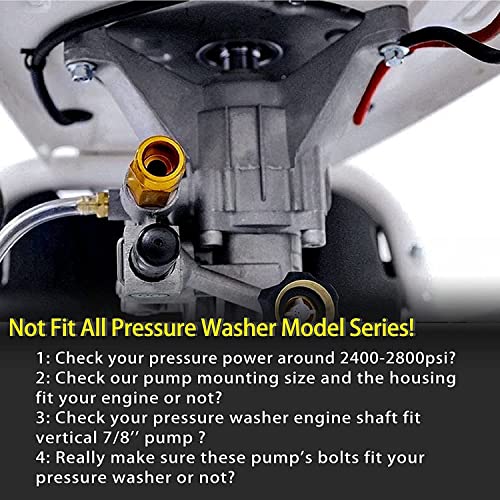 Image of 7 /8'' Shaft Vertical Pressure Washer Pump Replacement 2400-2800PSI, 2.5 GPM | Rear Inlet /Outlet,Replacement Pump for Power Washers Craftman,Simpson,Ryobi,Honda,GCV160,etc