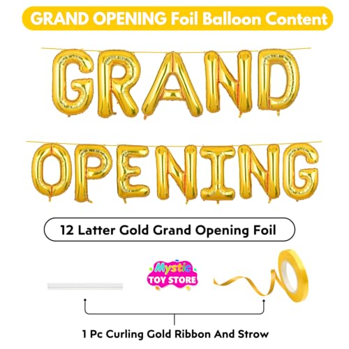 Image of Grand Opening Banner Gold for New Home Office Shop Temple Foil Balloon Decoration Decor Celebration Golden