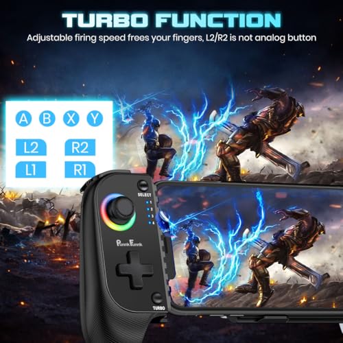Image of PunnkFunnk GX Pro Bluetooth Gaming Controller with Magnetic Hall 3D Joysticks, RGB Lighting, Dual Vibration, Bluetooth 5.0 Gamepad for iPhone, Android, PC, PS4, PS3 & XBOX (Black)