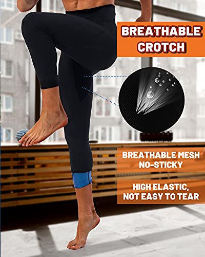 LMCOB Sauna Sweat Short Pants for Men Hot Thermo Sauna Leggings Compression Hight Waist Pants Workout Body Shaper Sauna Suit4