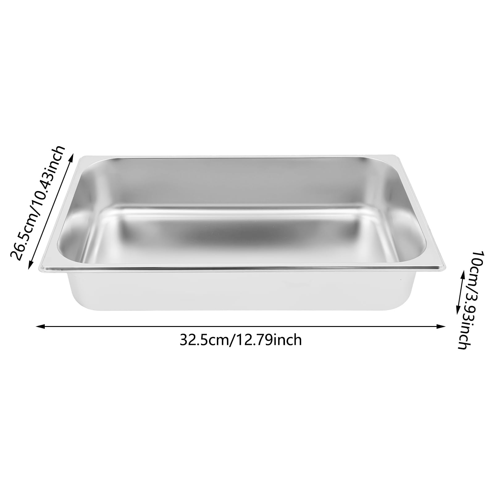 Recipiente gastronorm de acero inoxidable de 7,5 l de capacidad, 100 mm de profundidad, sartenes gastronorm con tapa y asa, grosor de pared de 0,8 mm para recipientes calientes, barra de ensaladas y