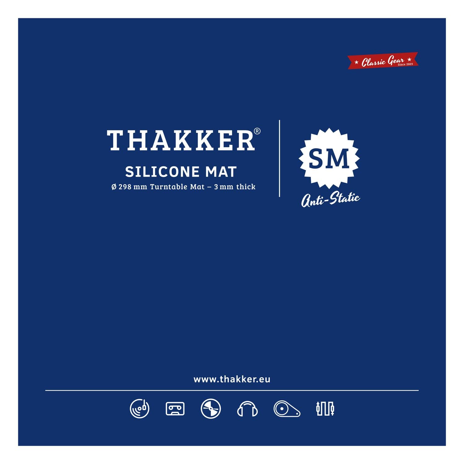 THAKKER Silikon Mat Blue - Plattentellerauflage z antystatycznego silikonu - Blau | 3 mm Stark | 298 mm Durchmesser | dla talerzyków 12'