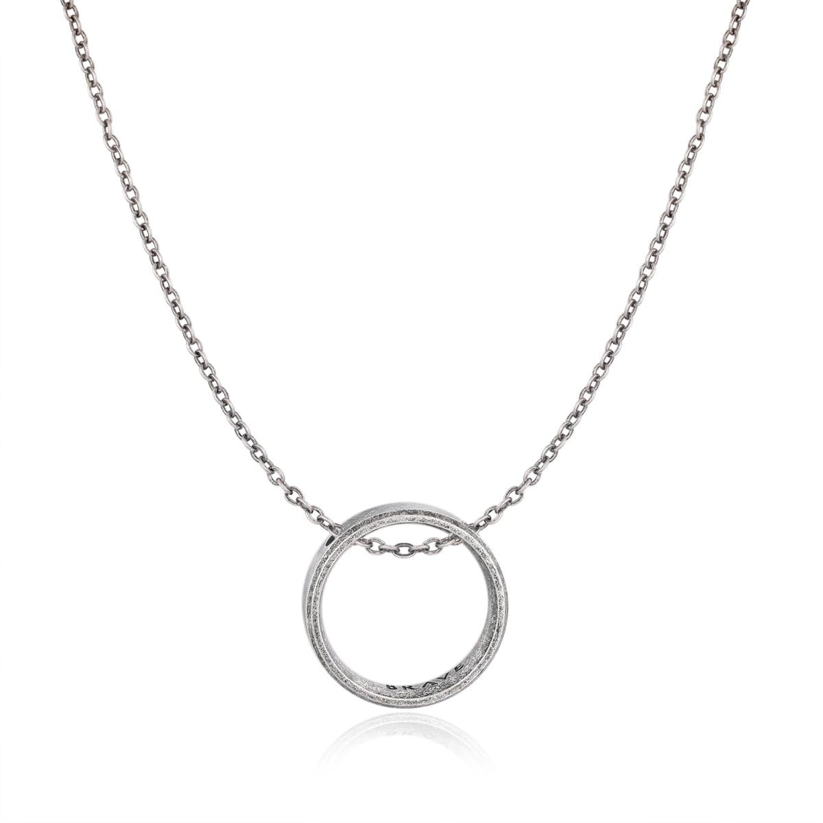 MARLION JEWELS Collar de Acero Inoxidable 316L con Círculo Atravesado por una Fina Cadena. Colgante de Acero Quirúrgico con Baño en Plata u Oro 18K. Perfecto Regalo Cumpleaños. Joyas para hombre.