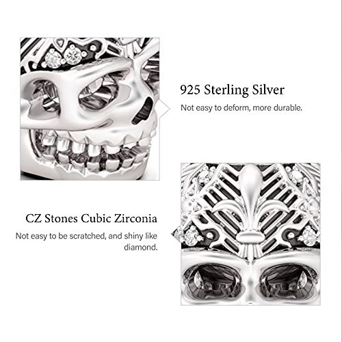 Image of GNOCE Skull Pendant Charm Silver Dangle Charms Bead fit Bracelet /Necklace Jewelry Gift for Women Men