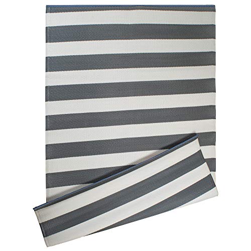 DII Reversible Indoor Woven Striped Outdoor Rug, 4x6', White & Gray