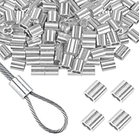 Futuhada 50 Stück Aluminium Crimphülsen, 5mm Drahtseilklemmen Alu Pressklemmen für Stahlseil Seil Kabel, Ovalklemmen für Seilbefestigung und Kabelsicherung