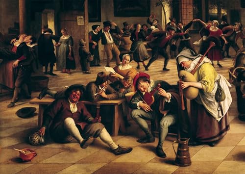 XcBAIHOUD De Célèbres Tableaux Landscape Picture Printing Prints Toile Festin dans une auberge Détail du groupe central par Jan Havickszoon Steen Déco...