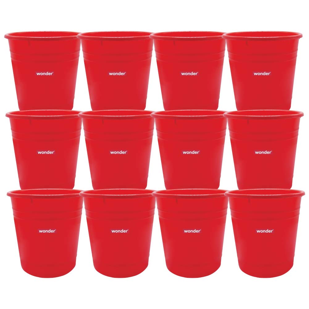 Wonder Plastic Prime WBP 101 Open Dustbin Set, 12 pc 6 LTR, Red Color, Made in India KBS02371