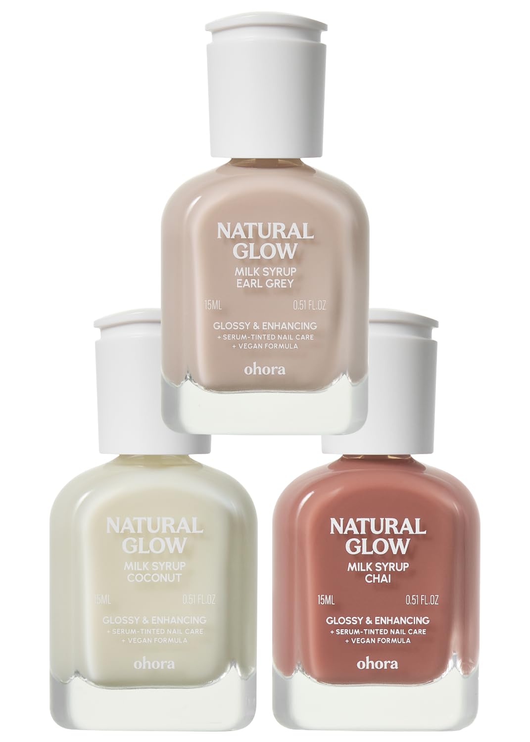 ohora Natural Glow Syrup Nail Strengthener Set (Earl Grey & Coconut & Chai) - Professional Salon-Quality Nail Care