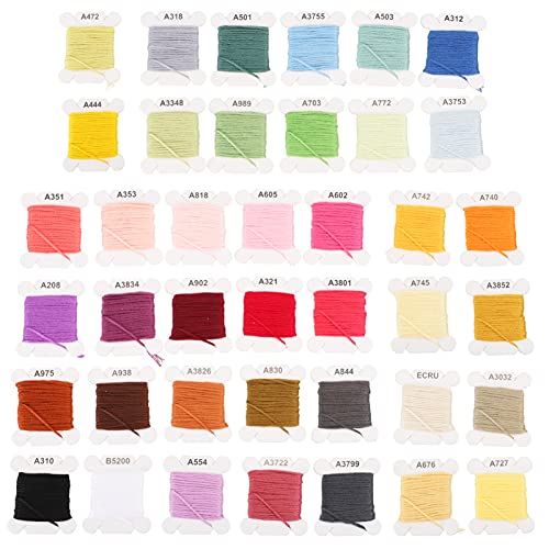 HEALLILY 40 rollos, 4 hilos de bordar, bobinas para máquina de coser, hilo de punto de algodón y poliéster, hilo de bordar de colores, hilo transversal, hilo de bordar, hilo de bordar, cable manual,