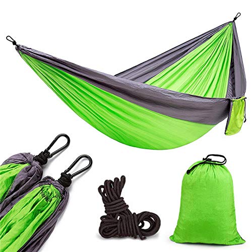 Hamac extérieur portable 270x140cm en nylon avec mousquetons pour le camping