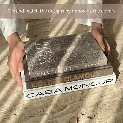 Image of Aesthetic Decorative Books Set of 3, Luxury Fashion Removable Covers, Beautiful Faux Books for Modern Home Decoration, Real Books, Blank Pages, Enhance Your Coffee Table, Bookshelf or Mantel Decor