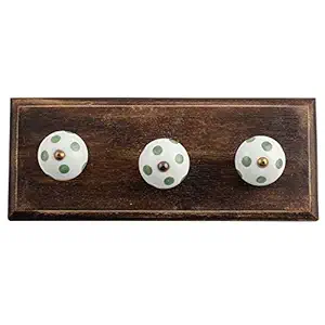 Indian-Shelf Wood Wall Hangings- White Wall Hangers- Dot Wall Hooks- Wall Hanger for Kitchen- Wall Hanger Hook- Key Holder for Home Decor Stylish- Cloth Hanger- Door Hanger- Robe Hooks- 4 Pack [4