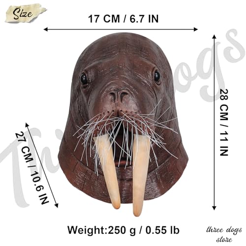 Walrus Mask Latex Full Head Sea Animal Mask Adult Halloween Cosplay Costume - image 4