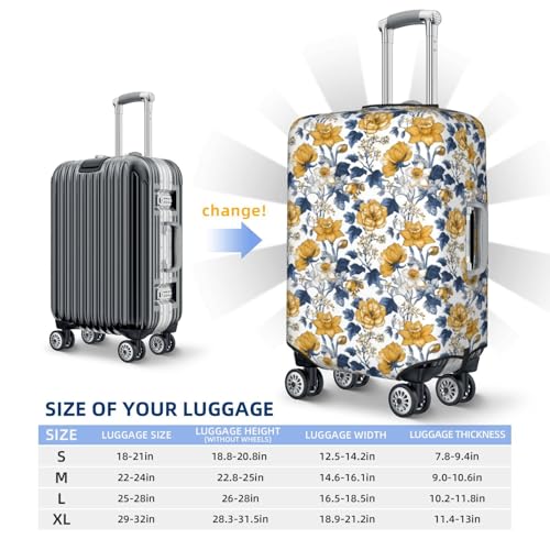 Pattern Of Daffodils And Ivy Elastic Travel Luggage Covers Dustproof Scratch-Resistant Suitcase Protector Fit 22-24 Inch4
