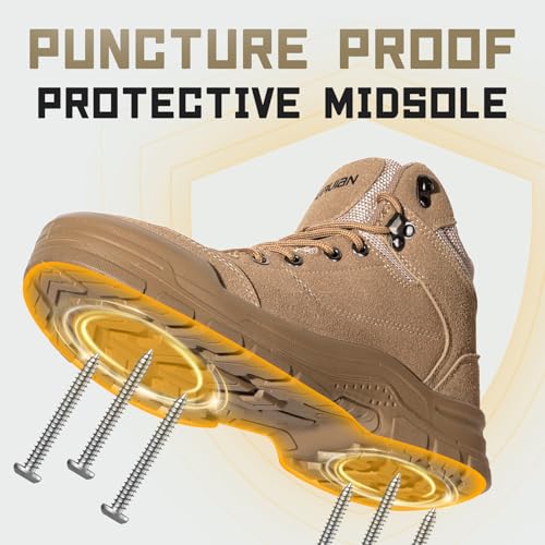 Image of Furuian Steel Toe Boots for Men Women Lightweight Work Boots Pioneer Series | ASTM Certificated Safety Shoes, Width Option, Non Slip Rubber Sole, Comfortable Work Shoes for Construction, Warehouse, Yard