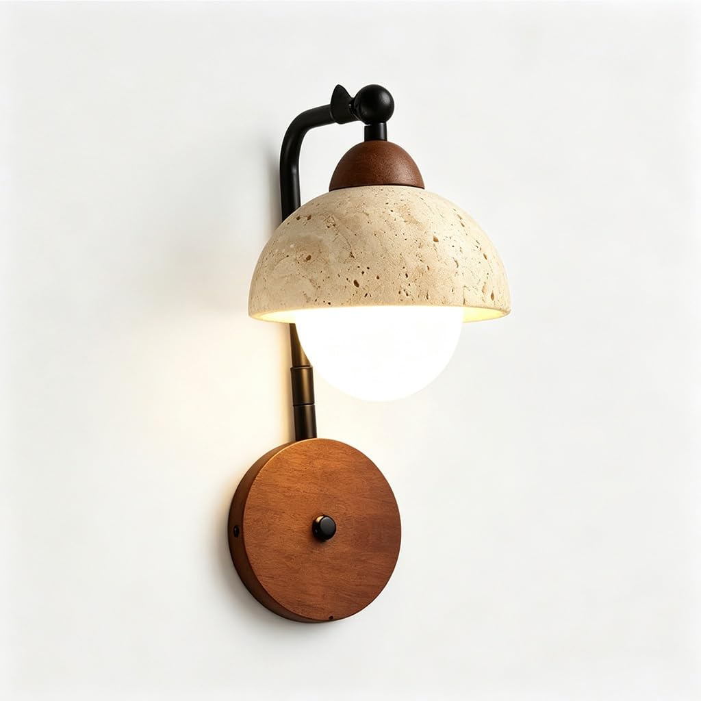 Lámpara De Pared 9W Wabi-Sabi, Travertino Amarillo Estilo Japonés | Casquillo G9 Lámpara Madera, Para Dormitorio Aplique Casas Campo Apartamentos Cuarto Baño Salón Comedor Entrada Pasillo