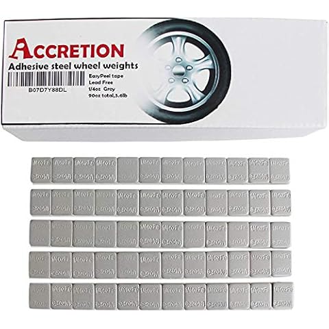ACCRETION 360Pcs 1/4 Oz, 0.25 Oz, Grey, Adhesive Wheel Weights, USA Made White Tape Cover