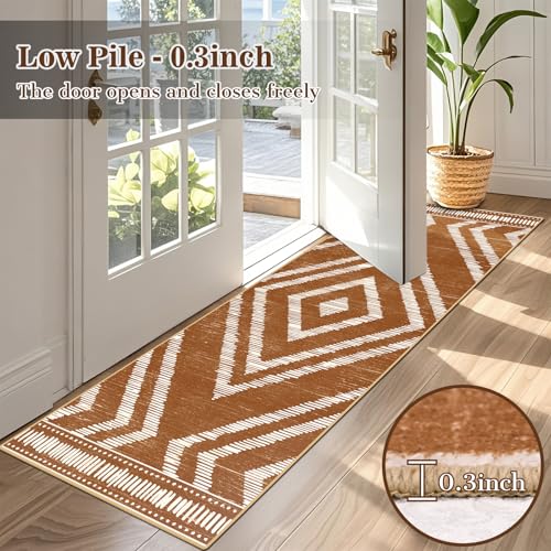 Tapete corredor Boho 2x6ft antideslizante y lavable miniatura 6