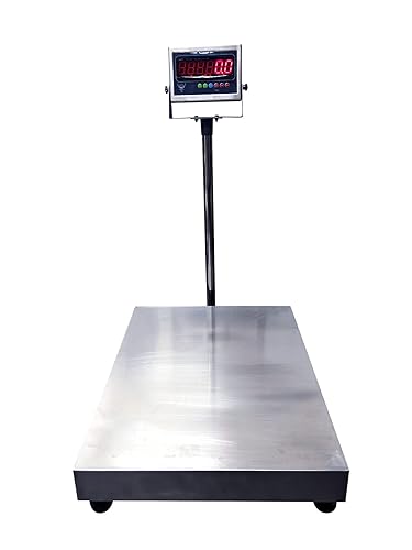 Miniatura 1 de PEC Báscula electrónica de plataforma de suelo, gran escala de banco de correo de envío precisa con cuatro ruedas, capacidad de 1000 libras