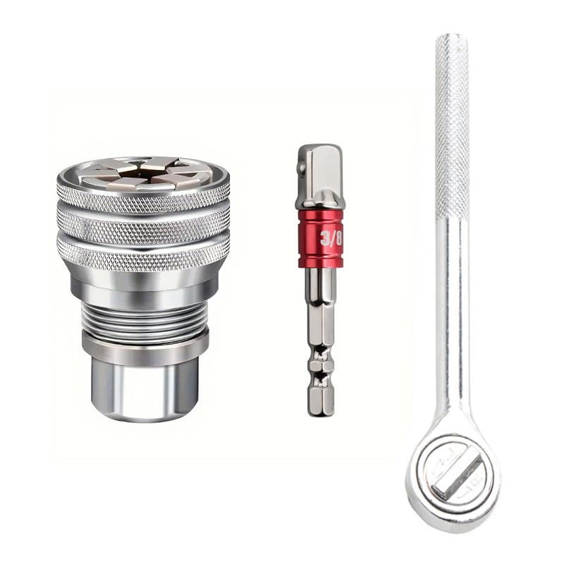 Nscdiew Multi-functional Magic Sleeve Universal Maintenance Tool, Universal Adjustable Drive Socket Wrench Sleeve10~19mm with 3/8" Hex Shank Impact Power Hand Tools Electric Drill Adapter