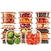 Recipientes Plastico para Alimentos Almacenaje Cocina con Tapas Naranja | Set de 20 Piezas x 400 ml | Sin BPA | Tapers para Comida Hermetico | Lunch Box | Fiambrera | Organizador Frigorifico |