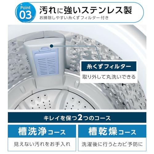 undefined 【6.5kg 暮らしに、フィットする。】 ONE STEP 洗濯機 3.2kg 4.5kg 5.5kg 6.5kg 7kg 一人暮らし コンパクト 小型 スリム 縦型 風乾燥 静音 省エネ の商品画像 3