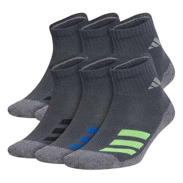 adidas Kids-Boy's/Girl'S Cushioned Quarter Socks (6-Pair) Calcetines, Onix - Onix - Onix (luz verde y solar), color verde, large Unisex Adulto