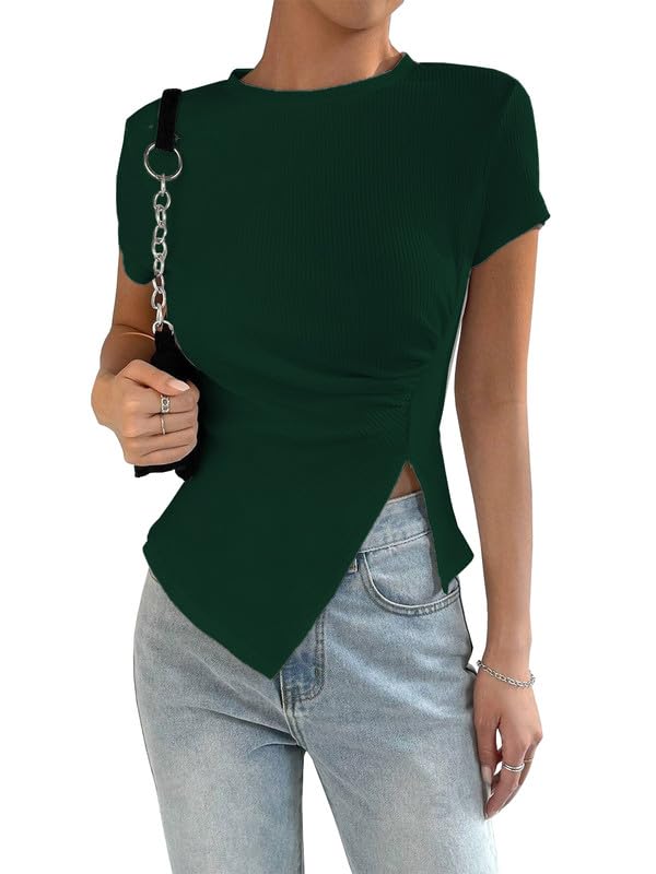Kia Top Short Sleeve, Front Fancy Cut Womens top with 4 Attractive Colors, Pack of 1-image-34