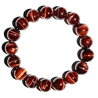 Vista 75 de 12MM Tiger Eye Bracelet Men Natural Golden Yellow Cats Eye Handmade Stretch Jewelry for about 8 inch Wrist Size Bring Luck Fortune Courage