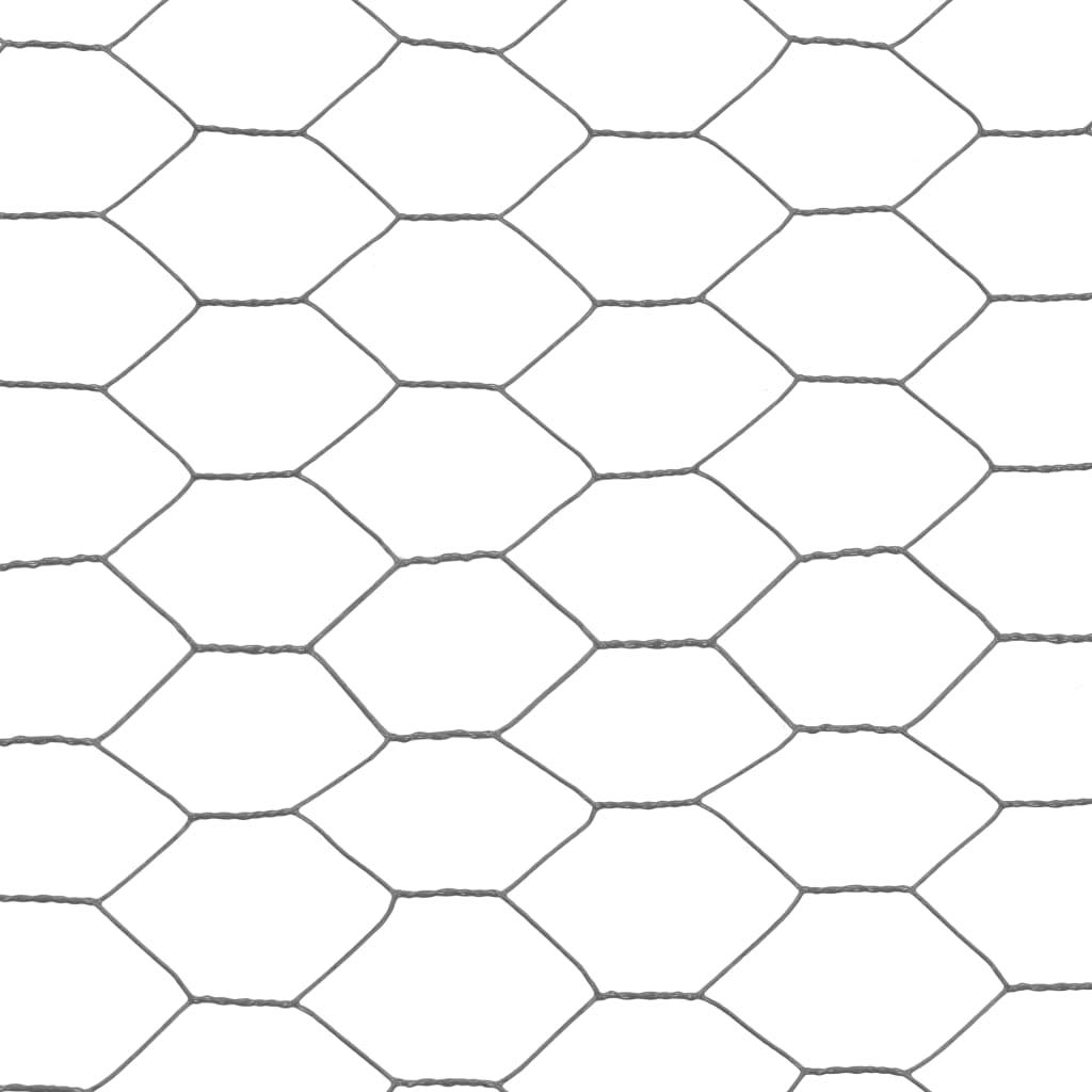 Malla de alambre 25 x 1,5 m gris – Malla hexagonal de acero con revestimiento de PVC para recintos de animales, gallinero y valla de jardín – Valla de alambre flexible para protección