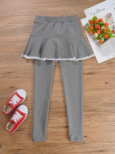 JEATHA Girls Leggings with Skirt Winter Footless Tights Ruffle Pantskirt for Kids & Toddlers 2-10 Years3
