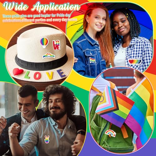 Image of Memorywuu 120 Pcs Rainbow Pins Bulk Lapel Acrylic Pin Women Backpack Brooch Colorful Pins Gifts for Party Decoration