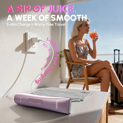 Image of BYART 2-in-1 Dual Head Bikini Trimmer for Women, Body Hair Trimmer, Gifts | IPX7 Waterproof, Rechargeable, Ceramic Blade, Wet /Dry Body Hair Trimmer and Face Shaver for Sensitive Skin