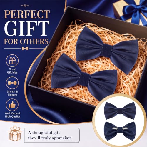 Image of Geyoga 2 Packs Bow Ties for Men Bow Ties Boys Bow Tie Costume Bow Ties Solid Clip on Bow Tie for Wedding Party