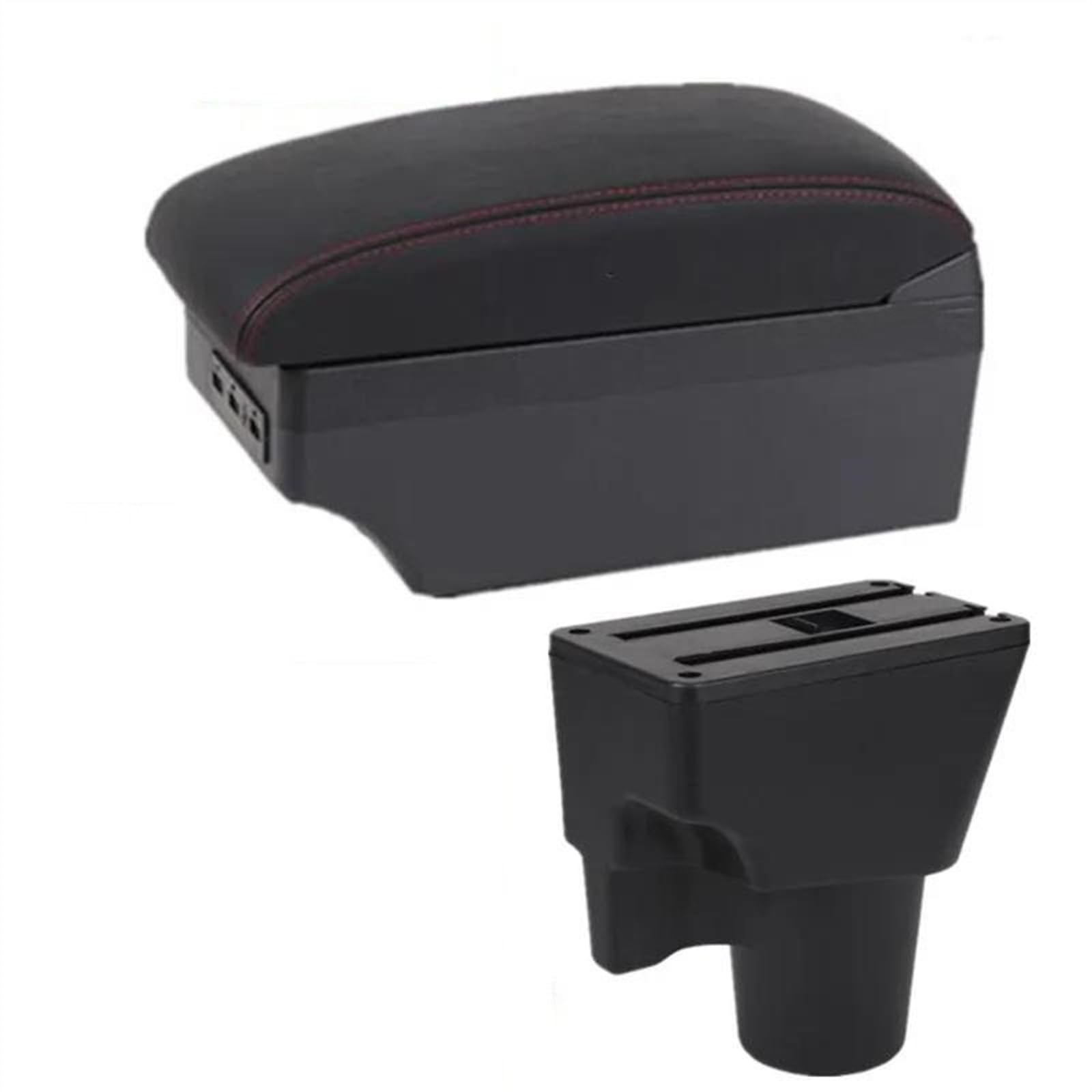 NMJLQW Storage Rack Car Interior Accessories Center Console Storage Box Multi-function Armrest Storage Box For Picanto 3X-Line(C red line 7USB)