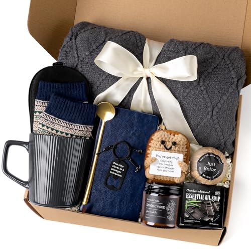 Get Well Soon Gift Baskets for Men, Birthday Gifts Basket for Men, Self Care Package with Plush...