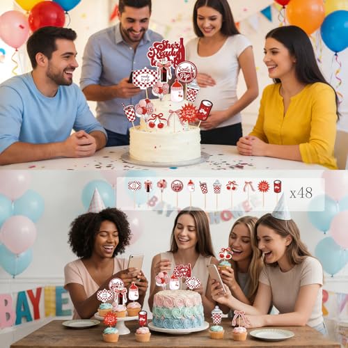 Novabright 48 Pcs She's Ready to Pop Cupcake Toppers Baby Shower Decorations She's About to Pop Party Decorations for Baby Shower Banquet Gender Reveal Newborn Party Supplies by Novabright - Used condition - Image 6