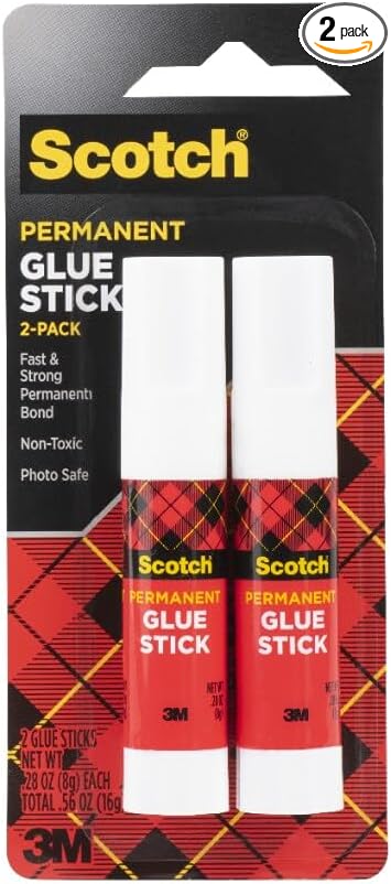 Scotch Permanent Glue Sticks, Acid-Free Non-Toxic Adhesive (2-Pack) – Strong & Fast Bond, No-Mess Application for Paper, Photos, Crafts