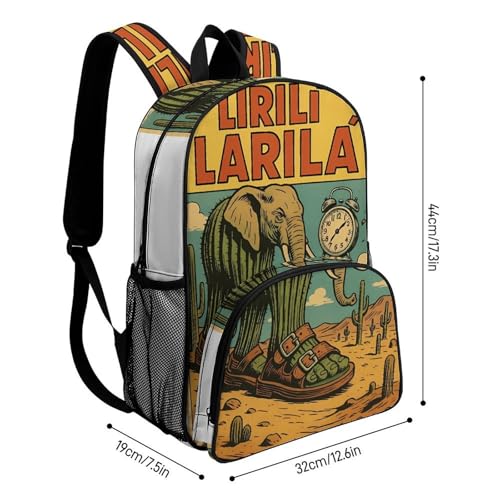 Liliri-larila Merch Large Travel Backpack Italian-Brainrot Meme Waterproof Lightweight Daypack White 44x32x19cm2
