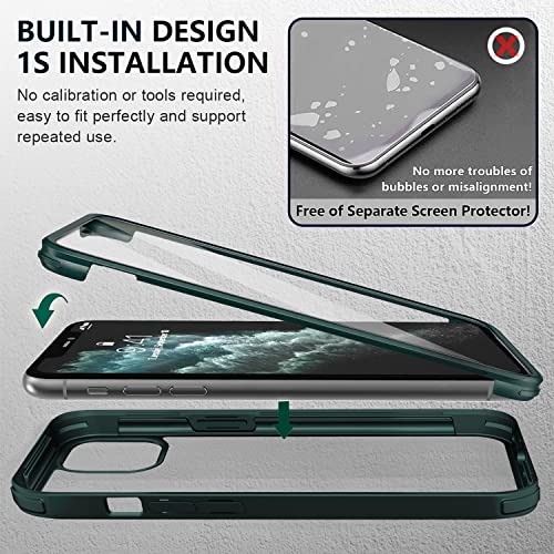 Ubunu Iphone 11 Pro Case With Screen Protector [Built-In 9H Hard Tempered Glass], For Magsafe 360 Full Body Protection, Clear Protective Iphone 11 Pro Phone Case Cover For Men Women 5.8'', Green #TOP7