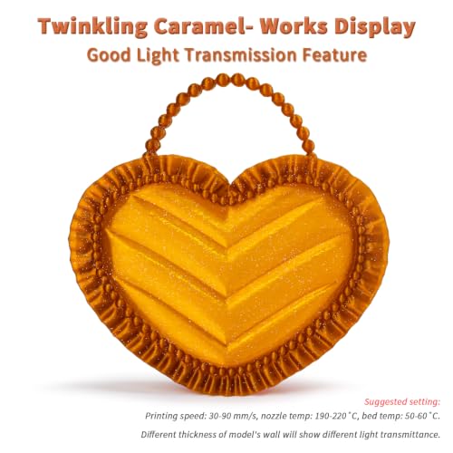 Image of ZIRO Glitter PLA Filament 1.75mm, Super Sparkle, 1KG Twinkling Caramel | Fit for Most FDM 3D Printer, 1.75mm 1KG Spool, Dimensional Accuracy + /-0.03mm, Colorful PLA FilamenT