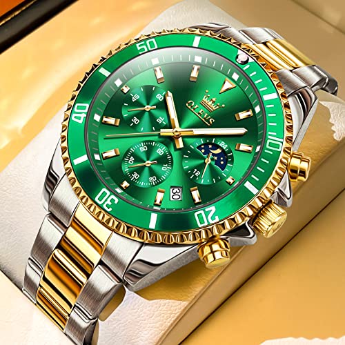 Image of OLEVS Mens Stainless Steel Watch Fashion Luxury Big Face Analog Waterproof