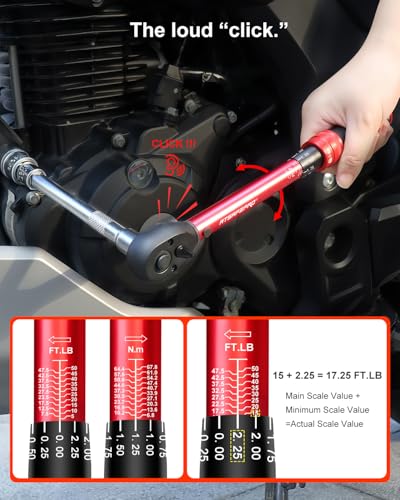 Image of ATsafepro Torque Wrench Set-1 /4 20-240 in-LB, 3 /8 inch 5-50 ft-lb,1 /2 inch 10-170 ft-lb with 3 Socket Adapters,±3% Accuracy, Dual Scale, 72-Tooth, Dual-Direction for Car, Bike, Motorcycle Repair Maintenance