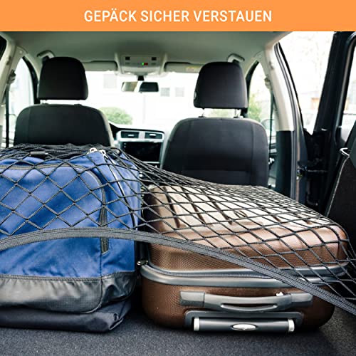 Vicera Gepäcknetz 100x80 cm • Kofferraumnetz fürs große Autos SUV Kombi Bus Wohnmobil mit massiven Haken • Auto Netz Organizer & Sicherung für den Kofferraum