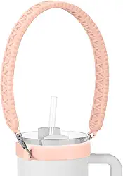 Alça de alça de garrafa de água, com fecho de metal, cordão flexível de silicone para garrafa de água, alça de encaixe, acessórios para garrafas de 227 a 1,134 g (rosa)