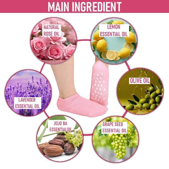 ToYooZe Silicone Gel Spa Socks for Women & Men – Moisturizing Heel Socks for Dry, Cracked Feet with Natural Oils & Vitamin E – Reusable Foot Care Sock for Heel Repair & Hydration 4