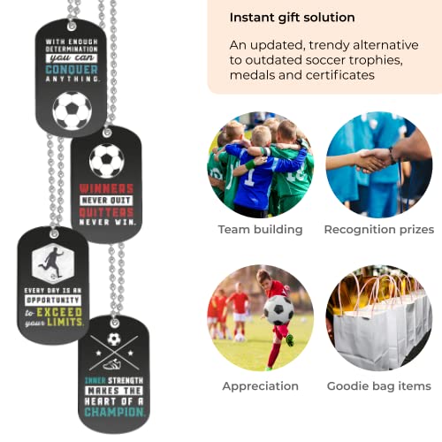 Inkstone Soccer Dogtag Necklaces | Motivational Winners Never Quit, Quitters Never Win | (12 Pack) | Encouraging Gift for Students, Teams, Players4