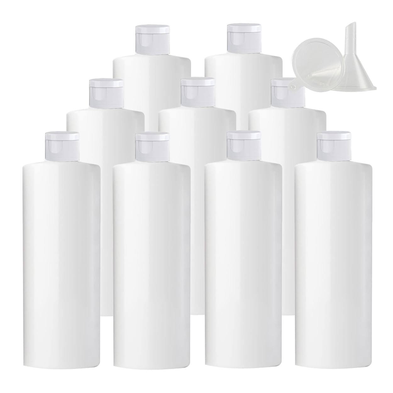 24 Pezzi 500ml flaconi vuoti da Bianco in plastica da viaggio bottiglia di lozione con Tappo Flip Top Blanc, ricaricabili, per lozione e shampoo Cosmetica Bottiglie Flaconi