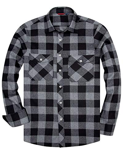 Image of Alimens & Gentle Men's Button Down Regular Fit Long Sleeve Plaid Flannel Casual Shirts